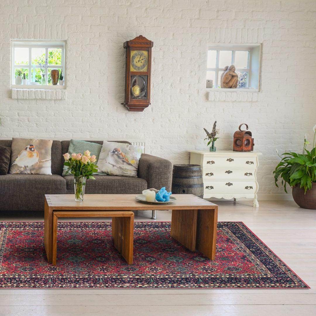 Machine Washable Area Rug, Recycled Material, Red & Blue - SAP-P1124-BUR-2X3-2.6.1 - Arconiz