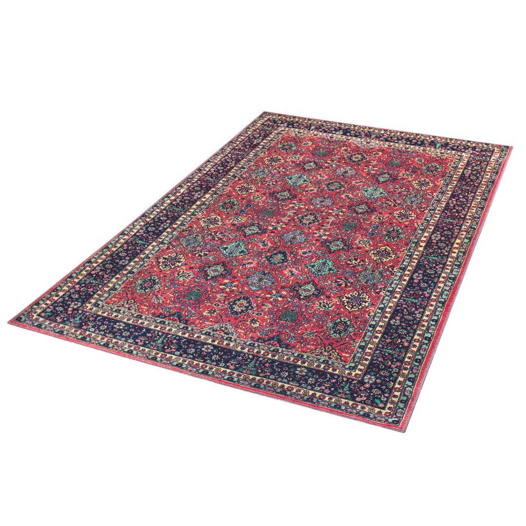 Machine Washable Area Rug, Recycled Material, Red & Blue - SAP-P1124-BUR-2X3-2.6.1 - Arconiz