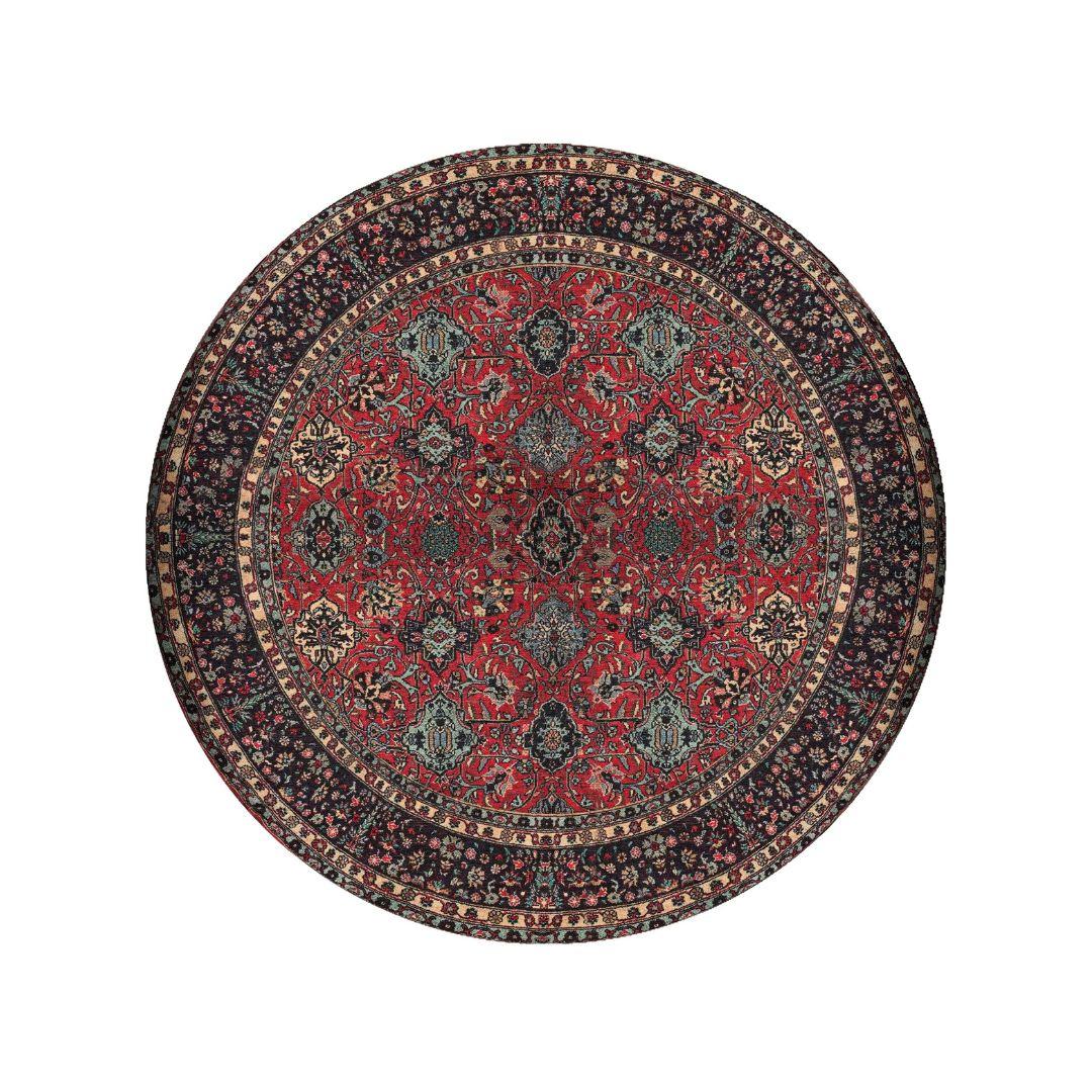 Machine Washable Area Rug, Recycled Material, Red & Blue - SAP-P1124-BUR-ROUN-2.6.1 - Arconiz