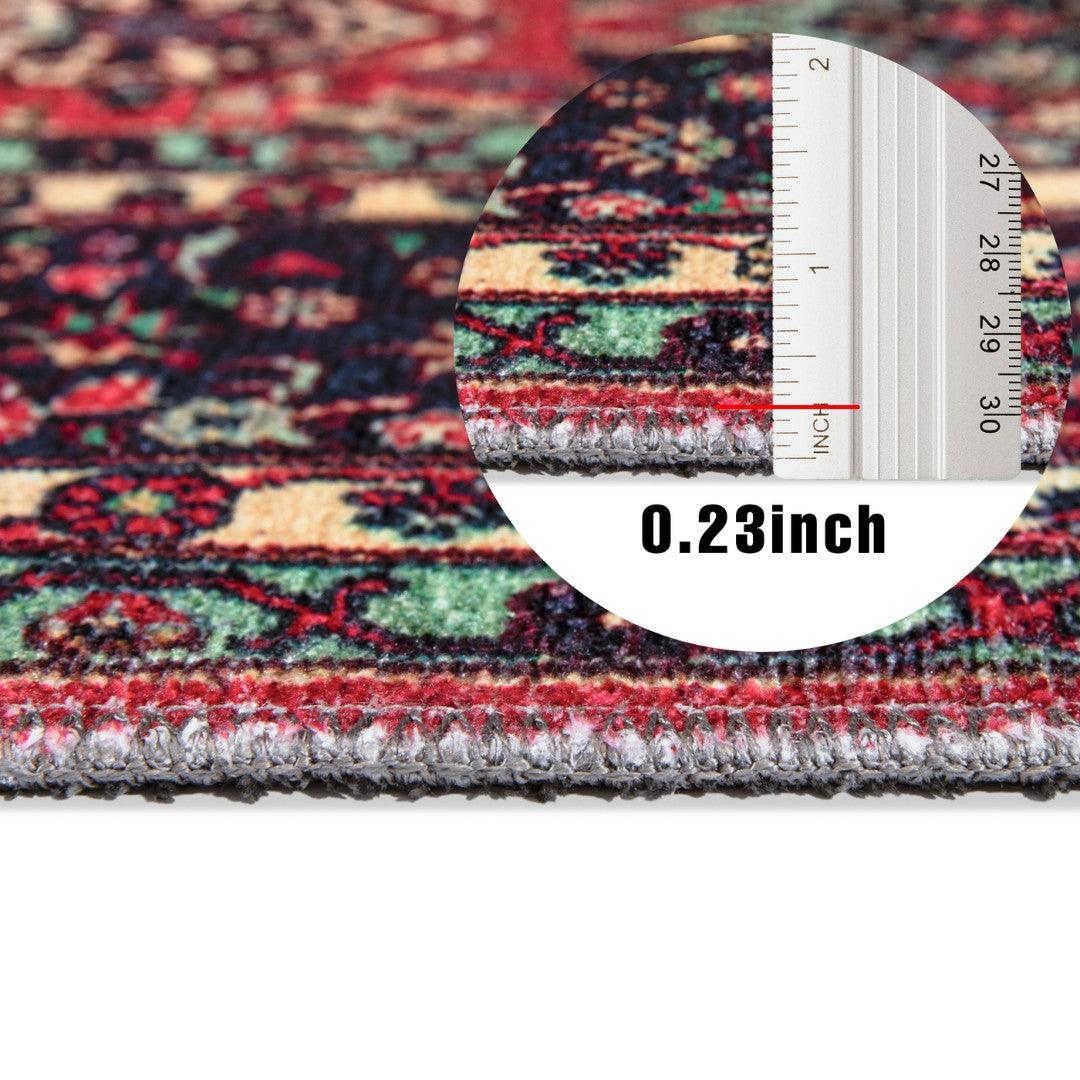 Machine Washable Area Rug, Recycled Material, Red & Blue - SAP-P1124-BUR-2X3-2.6.1 - Arconiz