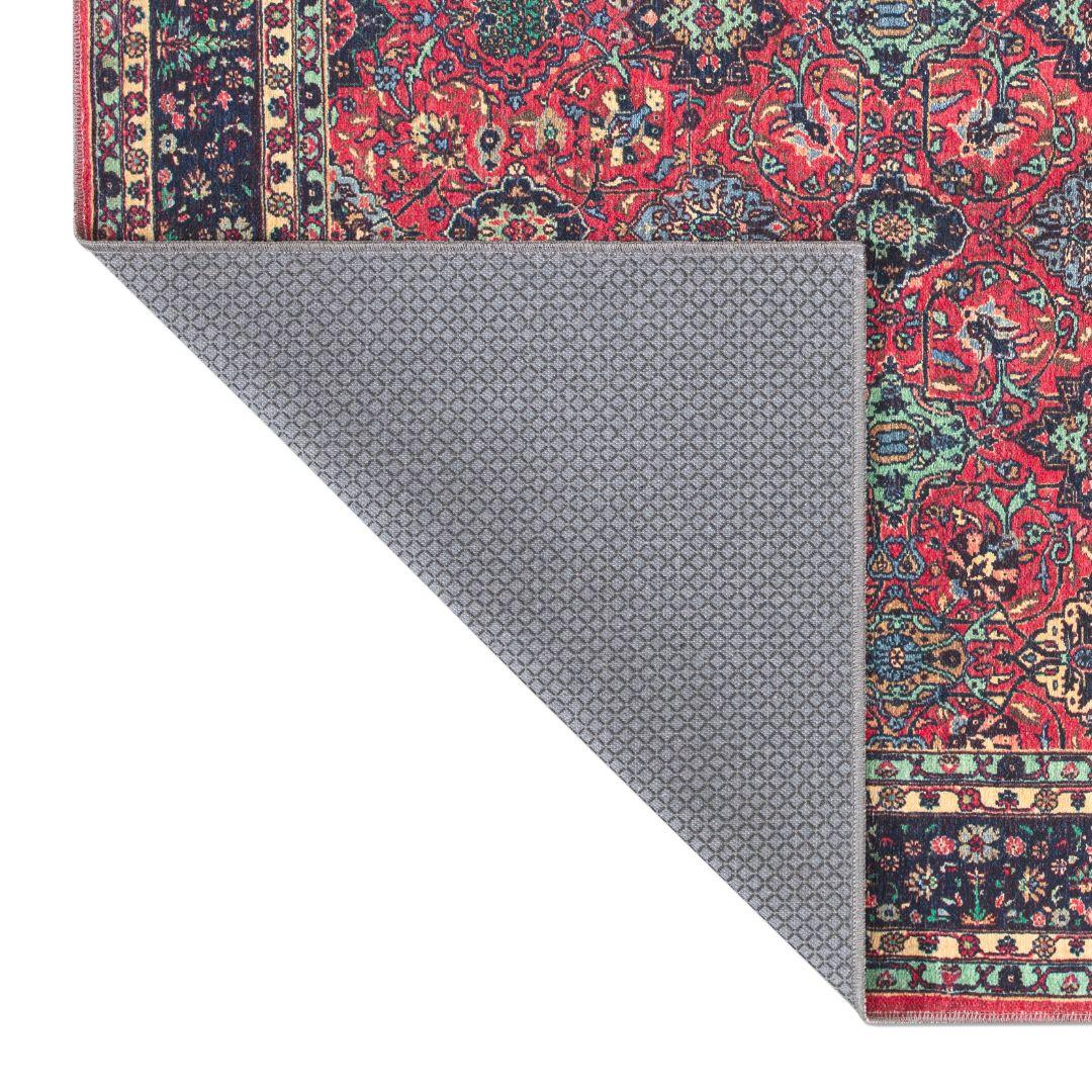 Machine Washable Area Rug, Recycled Material, Red & Blue - SAP-P1124-BUR-2X3-2.6.1 - Arconiz