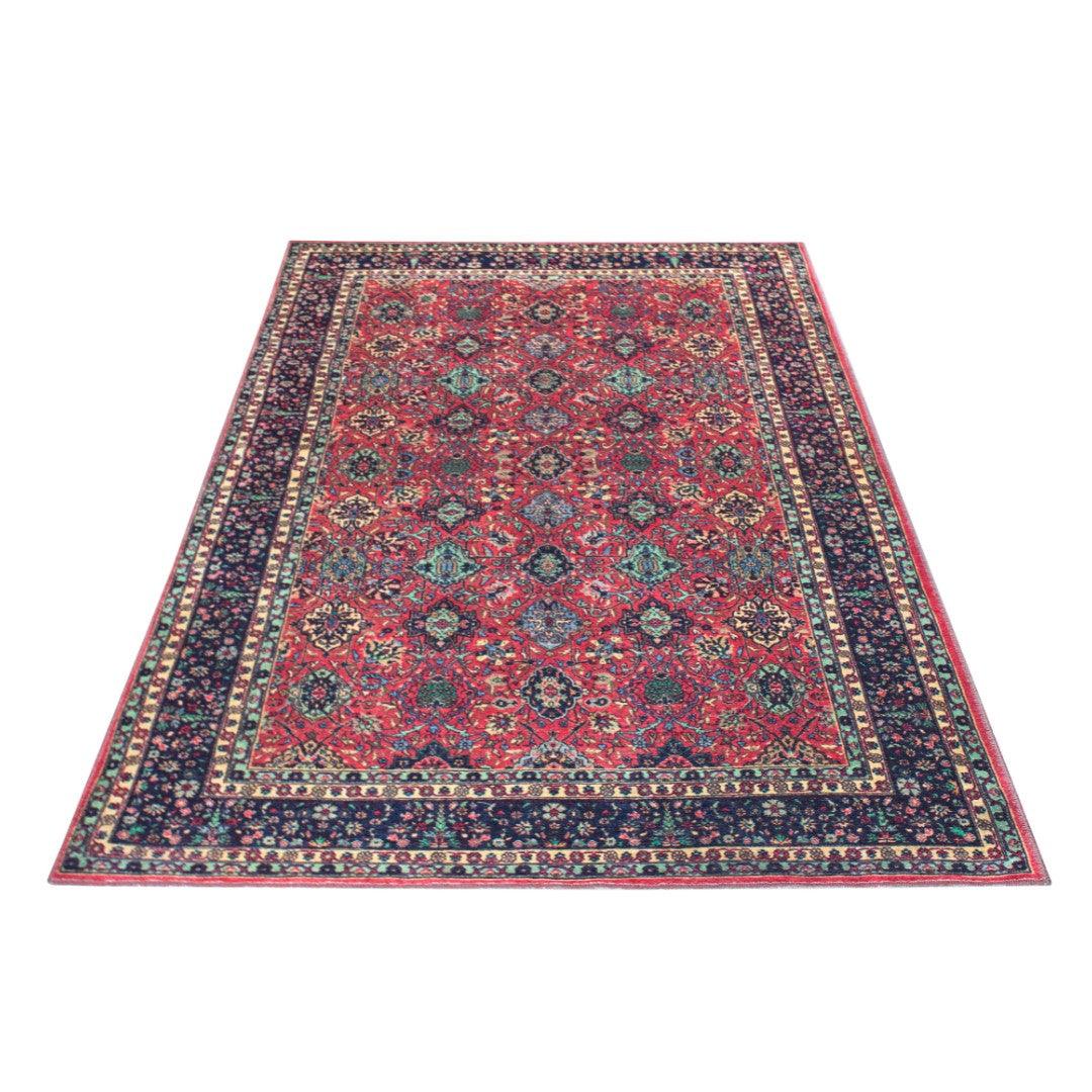 Machine Washable Area Rug, Recycled Material, Red & Blue - SAP-P1124-BUR-2X3-2.6.1 - Arconiz