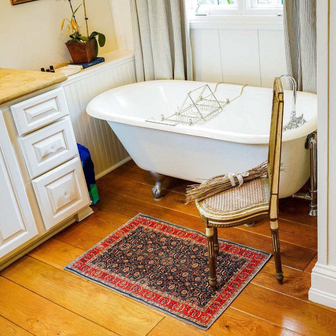 Machine Washable Area Rug - Blue & Red Decorative Border - SAP-P1138-MUL-8X10-4.1.1 - Arconiz