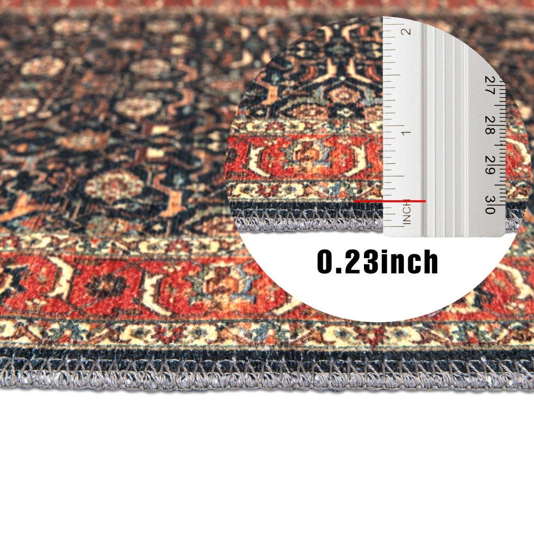 Machine Washable Area Rug - Blue & Red Decorative Border - SAP-P1138-MUL-8X10-4.1.1 - Arconiz