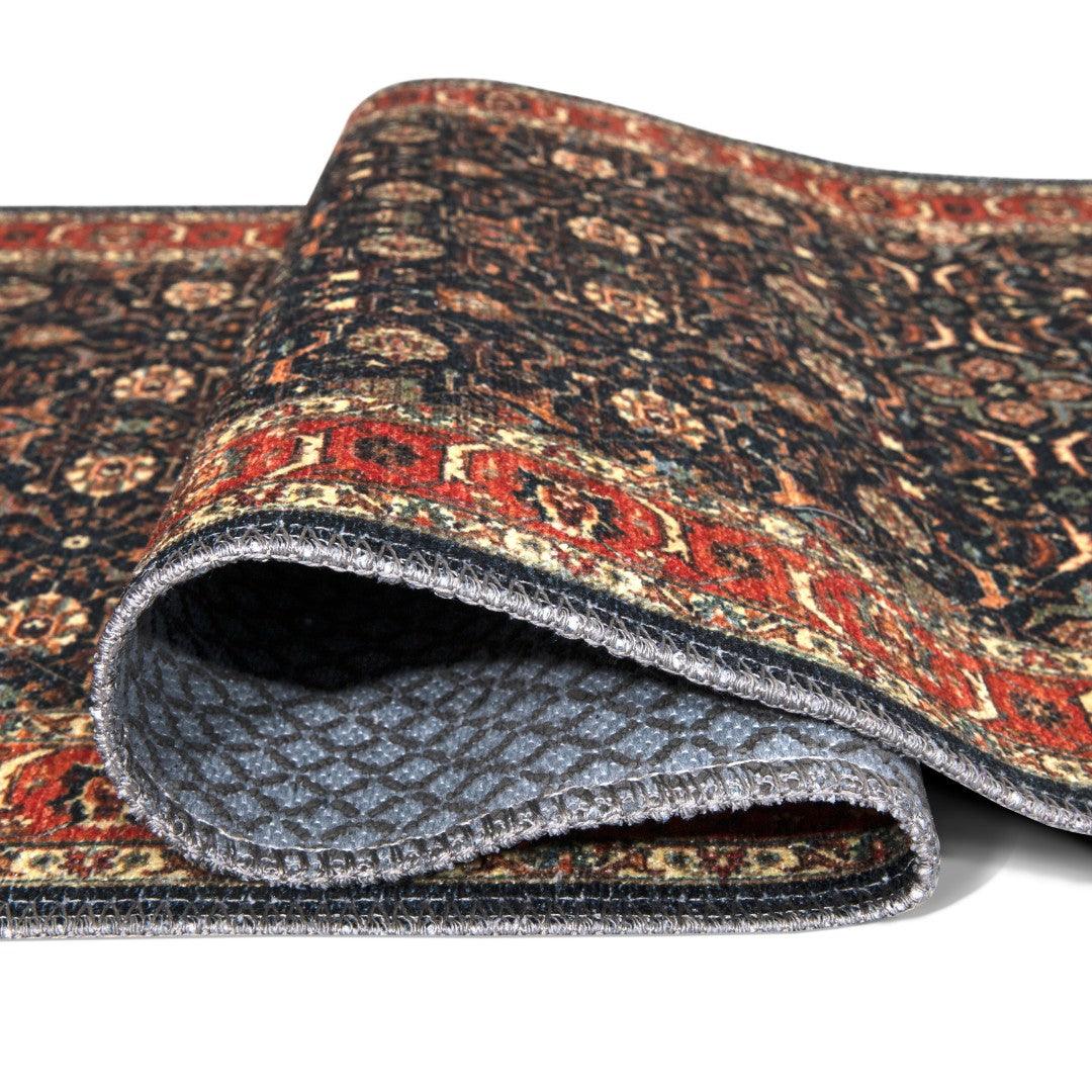 Machine Washable Area Rug - Blue & Red Decorative Border - SAP-P1138-MUL-8X10-4.1.1 - Arconiz