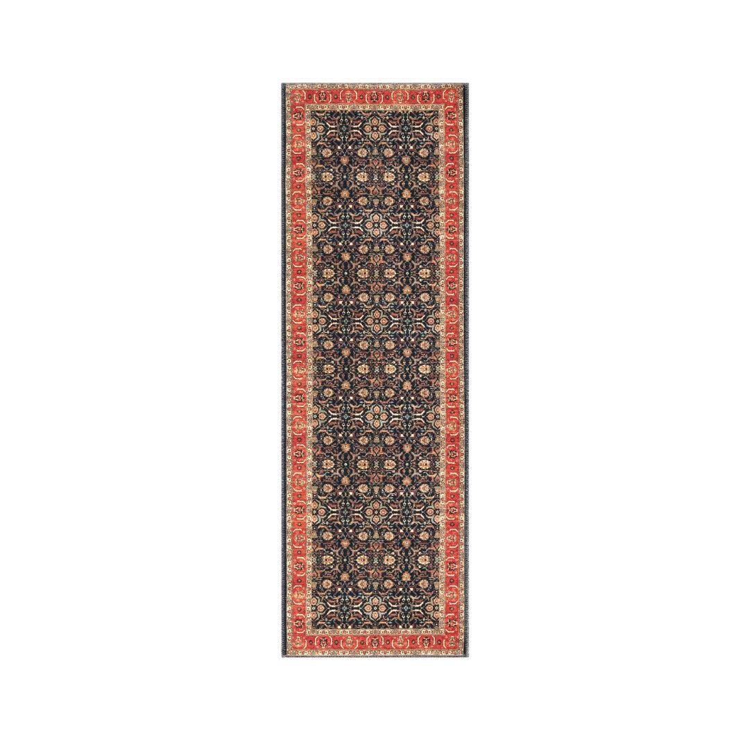 Machine Washable Area Rug - Blue & Red Decorative Border - SAP-P1138-MUL-2X6-4.1.1 - Arconiz