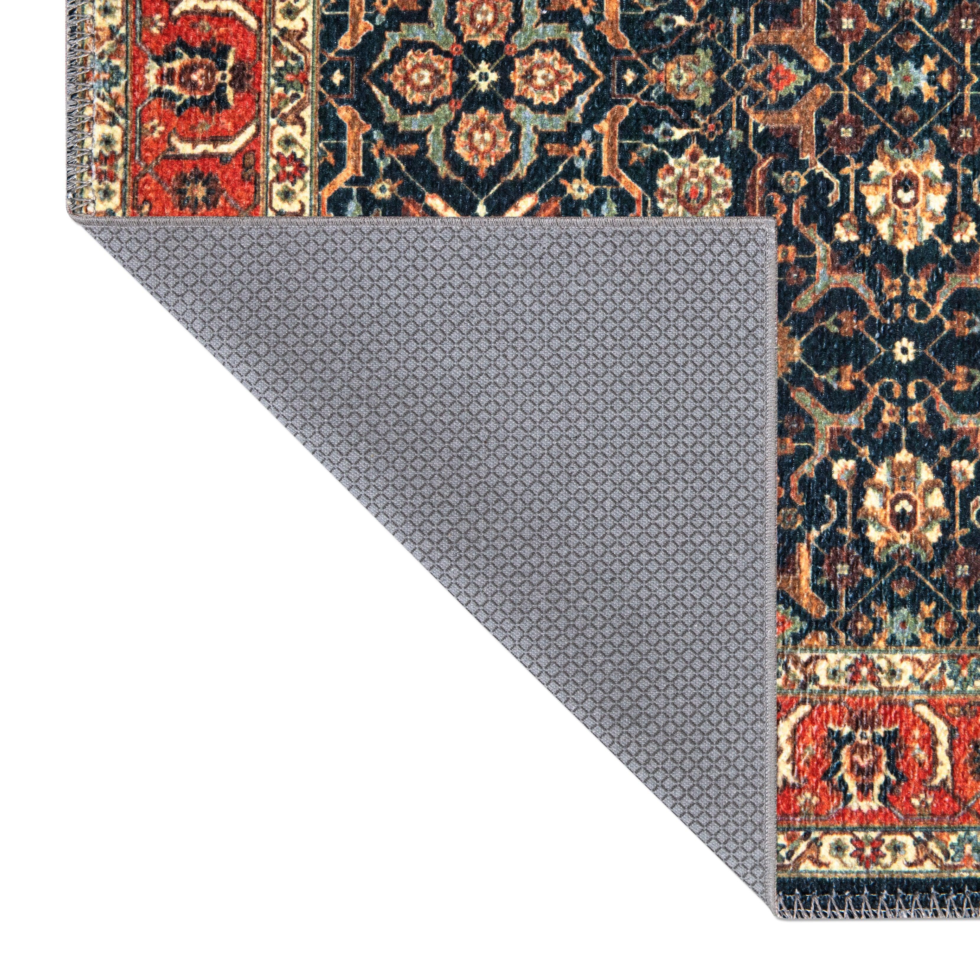 Machine Washable Area Rug - Blue & Red Decorative Border - SAP-P1138-MUL-8X10-4.1.1 - Arconiz