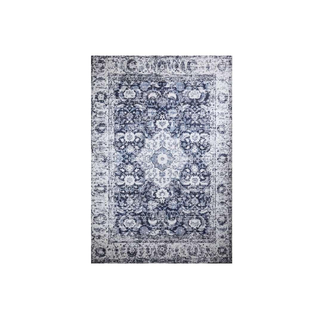 Machine Washable Area Rug, Blue & White, Recycled Material - SAP-HK9P1143-BLU-5X7-2.1.1 - Arconiz