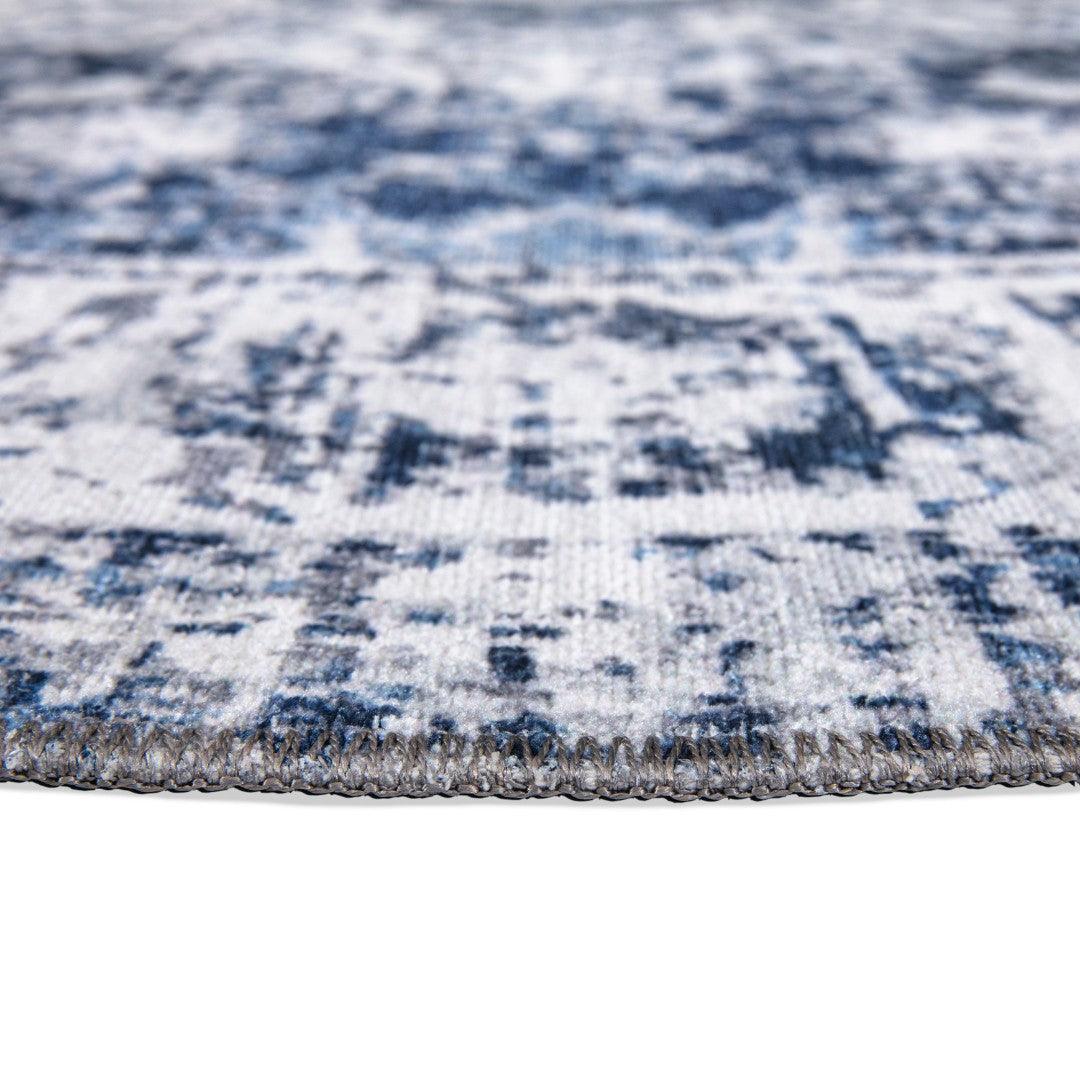 Machine Washable Area Rug, Blue & White, Recycled Material - SAP-HK9P1143-BLU-5X7-2.1.1 - Arconiz