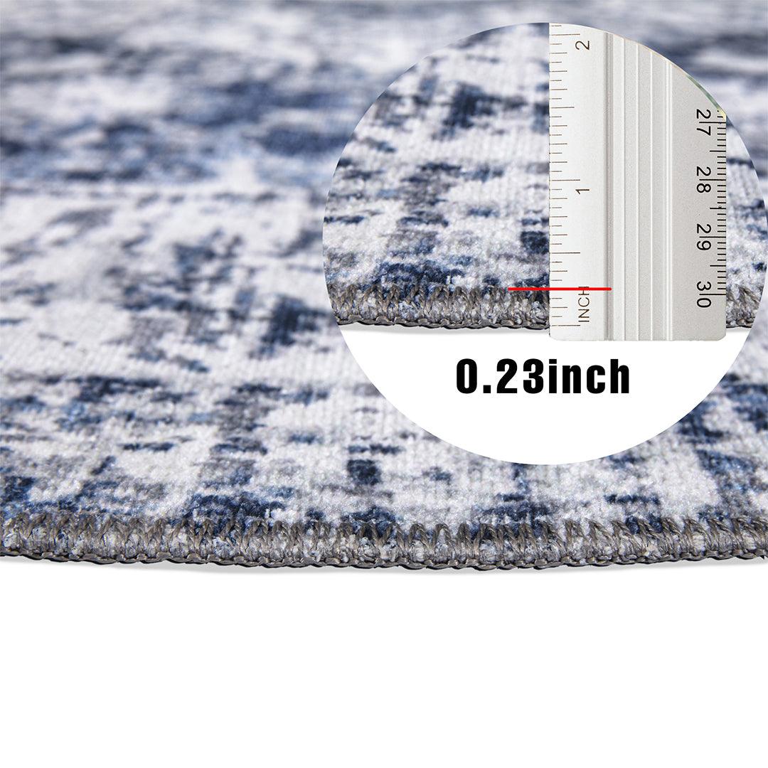 Machine Washable Area Rug, Blue & White, Recycled Material - SAP-HK9P1143-BLU-5X7-2.1.1 - Arconiz