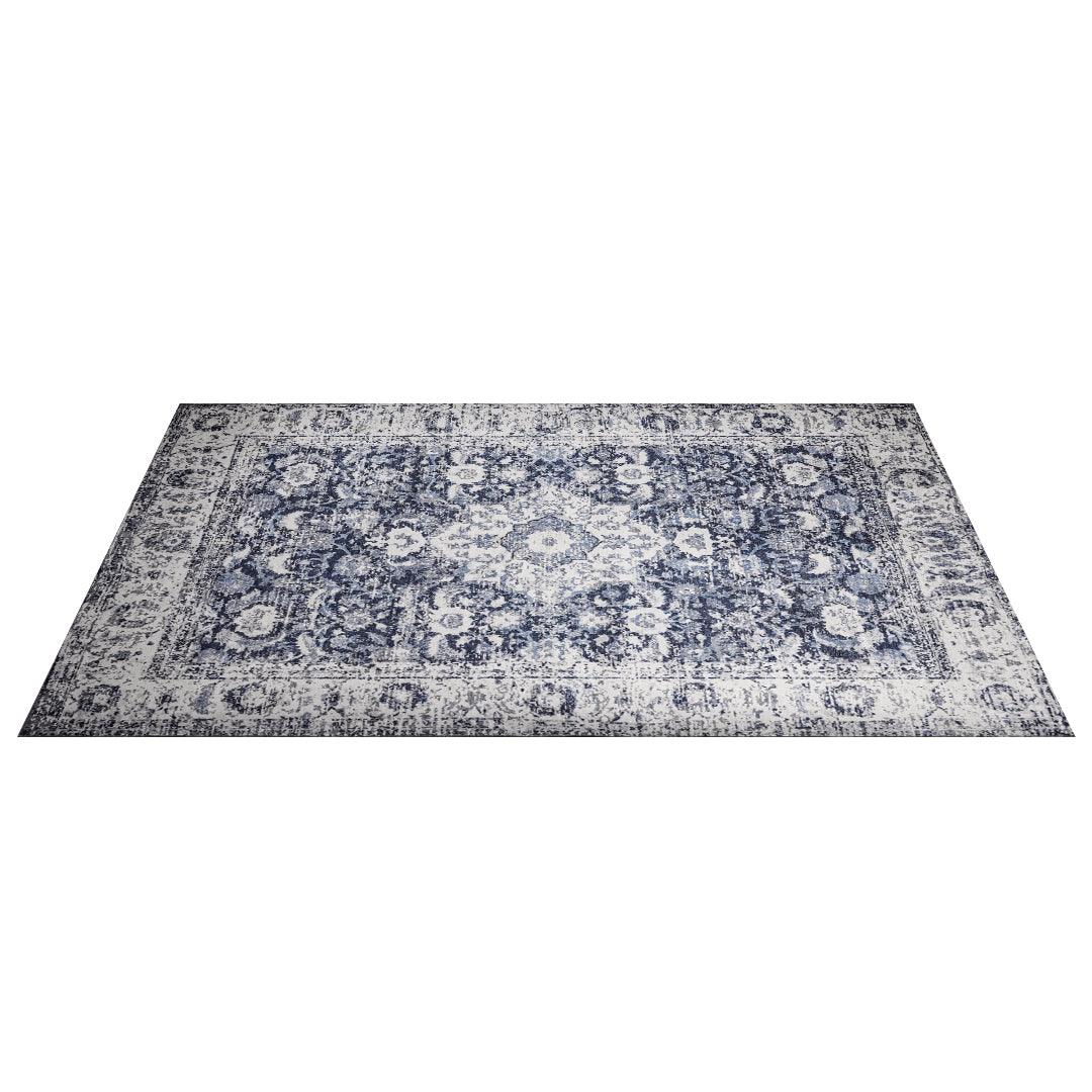 Machine Washable Area Rug, Blue & White, Recycled Material - SAP-HK9P1143-BLU-5X7-2.1.1 - Arconiz