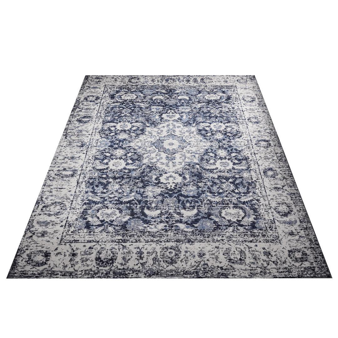 Machine Washable Area Rug, Blue & White, Recycled Material - SAP-HK9P1143-BLU-5X7-2.1.1 - Arconiz