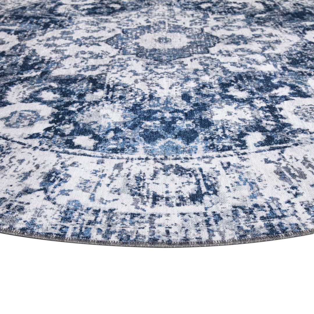 Machine Washable Area Rug, Blue & White, Recycled Material - SAP-HK9P1143-BLU-5X7-2.1.1 - Arconiz