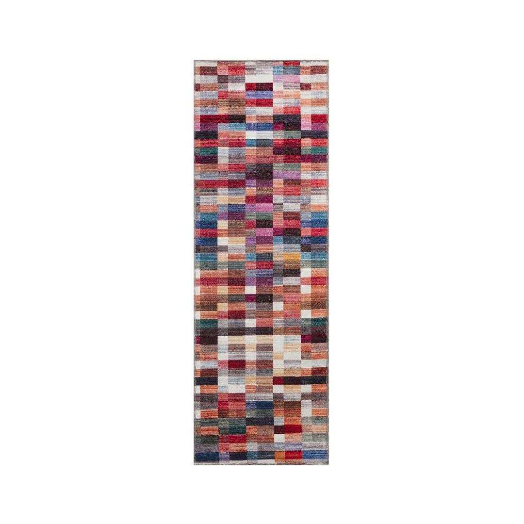 Checkered | Multicolor Geometric Area Rug - Machine Washable & Eco-Friendly - SAP-P1010-MUL-2X6-4.1.1 - Arconiz
