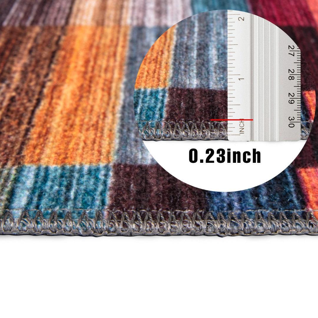 Checkered | Multicolor Geometric Area Rug - Machine Washable & Eco-Friendly - SAP-P1010-MUL-2X6-4.1.1 - Arconiz