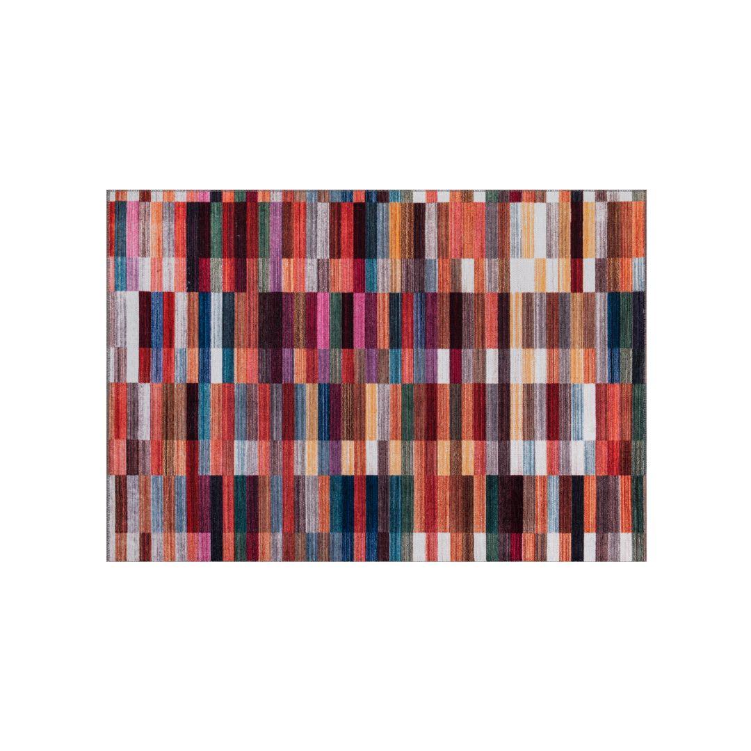 Checkered | Multicolor Geometric Area Rug - Machine Washable & Eco-Friendly - SAP-P1010-MUL-3X5-4.1.1 - Arconiz