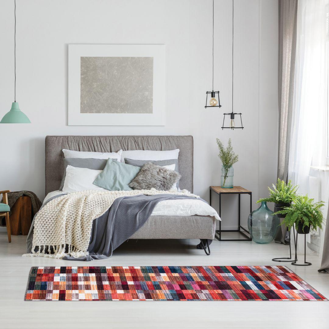 Checkered | Multicolor Geometric Area Rug - Machine Washable & Eco-Friendly - SAP-P1010-MUL-2X6-4.1.1 - Arconiz