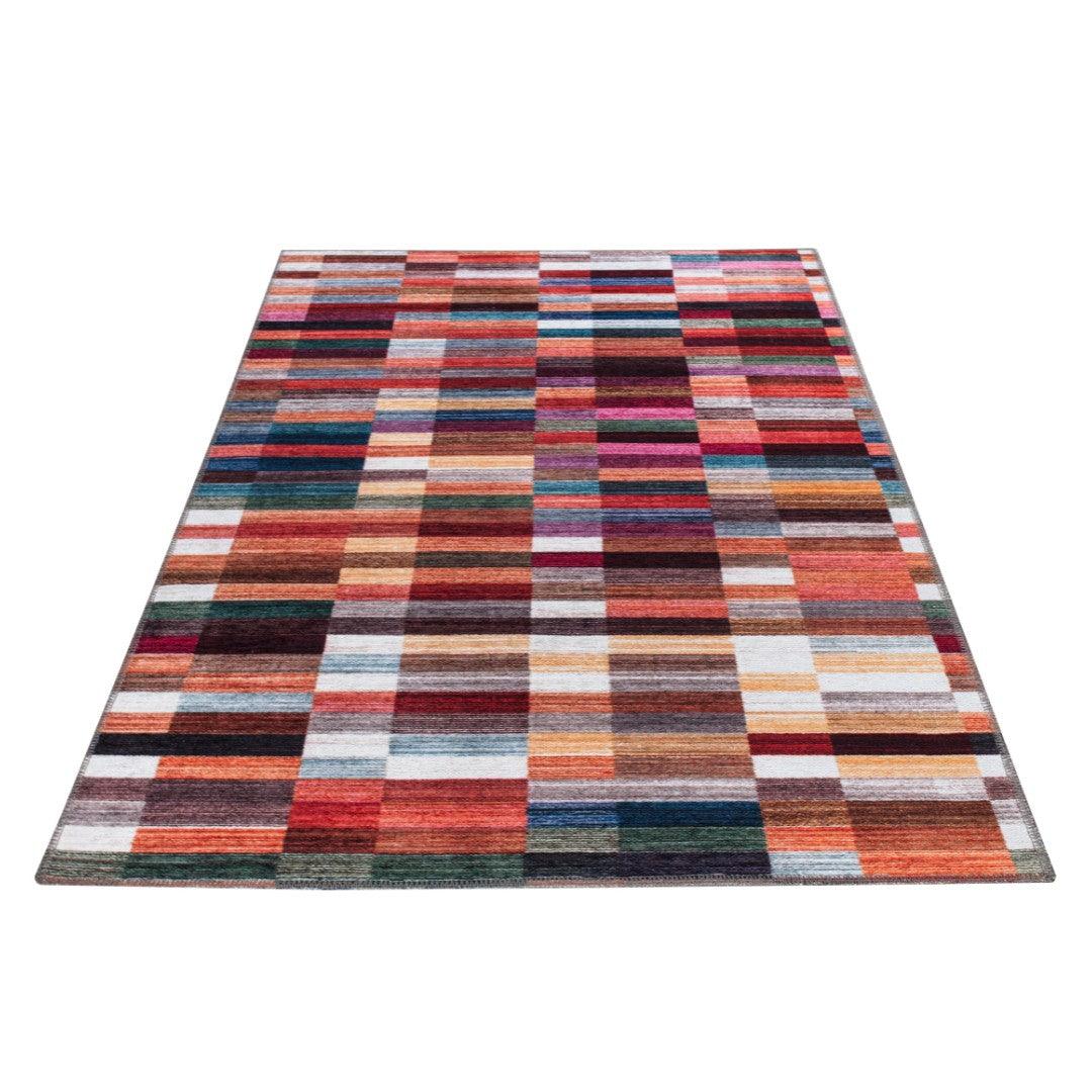 Checkered | Multicolor Geometric Area Rug - Machine Washable & Eco-Friendly - SAP-P1010-MUL-2X6-4.1.1 - Arconiz