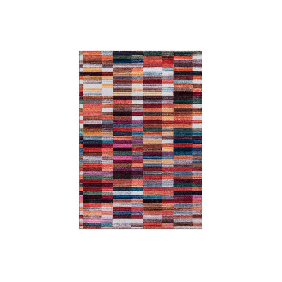 Checkered | Multicolor Geometric Area Rug - Machine Washable & Eco-Friendly - SAP-P1010-MUL-5X7-4.1.1 - Arconiz