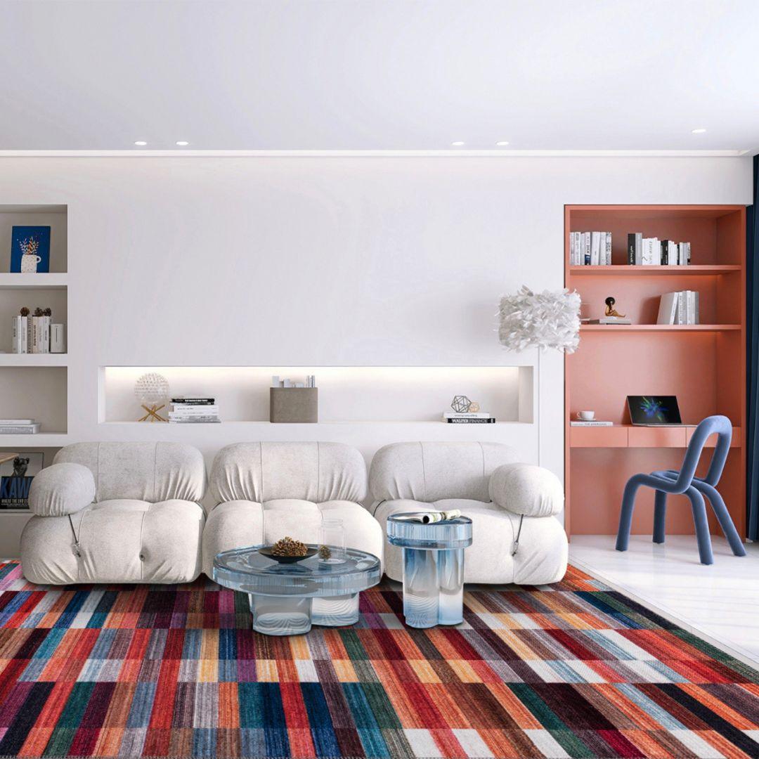 Checkered | Multicolor Geometric Area Rug - Machine Washable & Eco-Friendly - SAP-P1010-MUL-2X6-4.1.1 - Arconiz