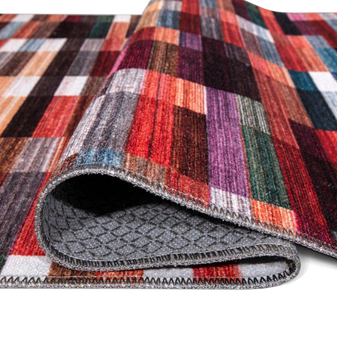 Checkered | Multicolor Geometric Area Rug - Machine Washable & Eco-Friendly - SAP-P1010-MUL-2X6-4.1.1 - Arconiz