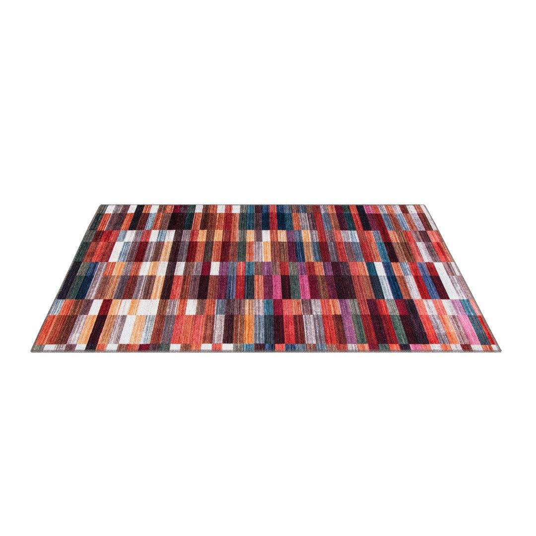 Checkered | Multicolor Geometric Area Rug - Machine Washable & Eco-Friendly - SAP-P1010-MUL-2X6-4.1.1 - Arconiz