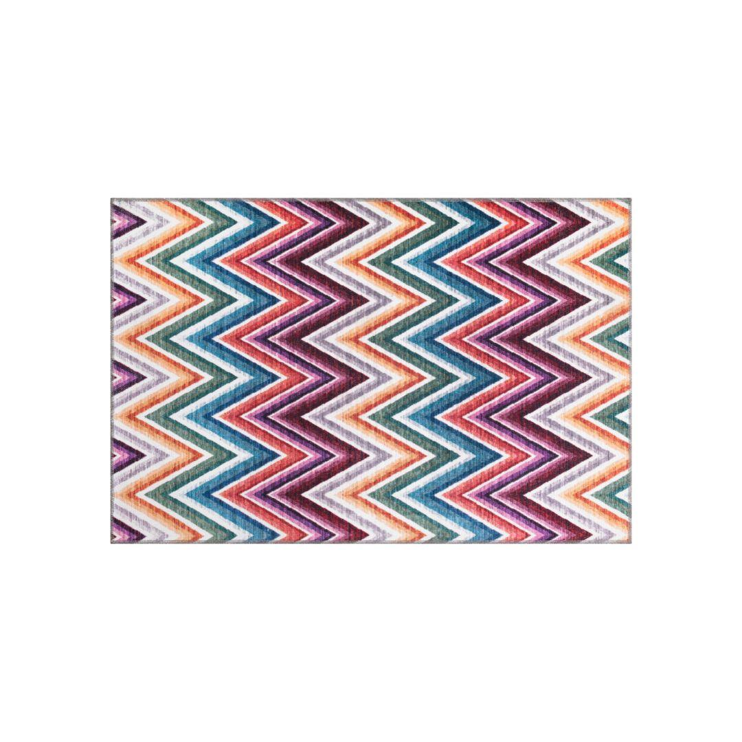 Chevron | Machine Washable Multicolor Rug - Recycled Material, Kid & Pet Friendly - SAP-6NP1011-MUL-3X5-2.1.1 - Arconiz