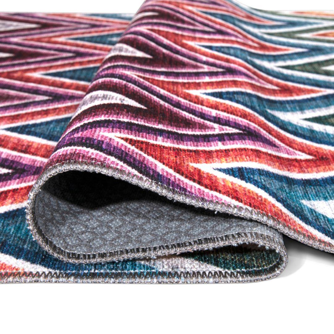 Chevron | Machine Washable Multicolor Rug - Recycled Material, Kid & Pet Friendly - SAP-6NP1011-MUL-3X5-2.1.1 - Arconiz