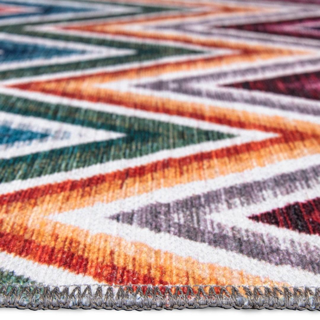 Chevron | Machine Washable Multicolor Rug - Recycled Material, Kid & Pet Friendly - SAP-6NP1011-MUL-3X5-2.1.1 - Arconiz