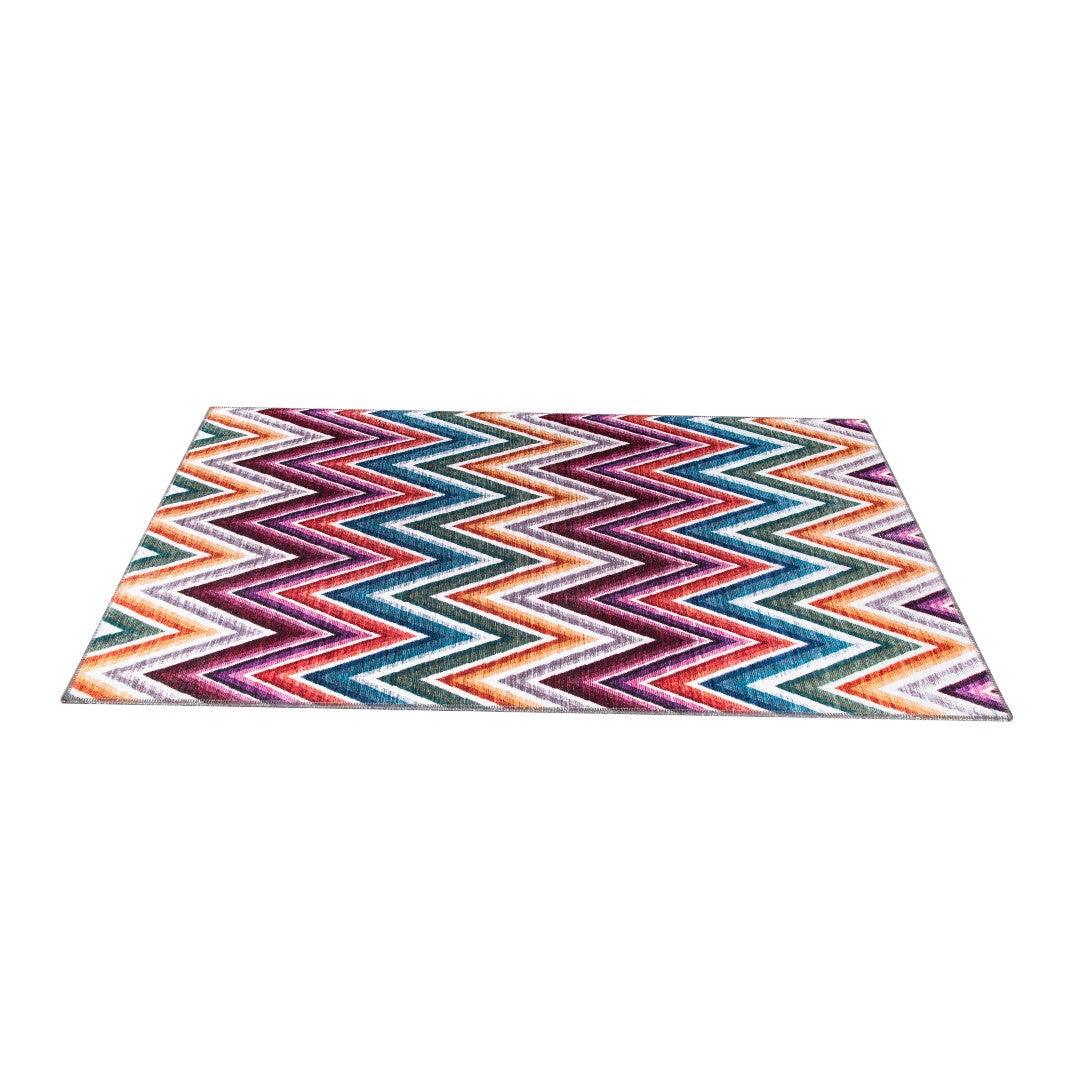 Chevron | Machine Washable Multicolor Rug - Recycled Material, Kid & Pet Friendly - SAP-6NP1011-MUL-3X5-2.1.1 - Arconiz