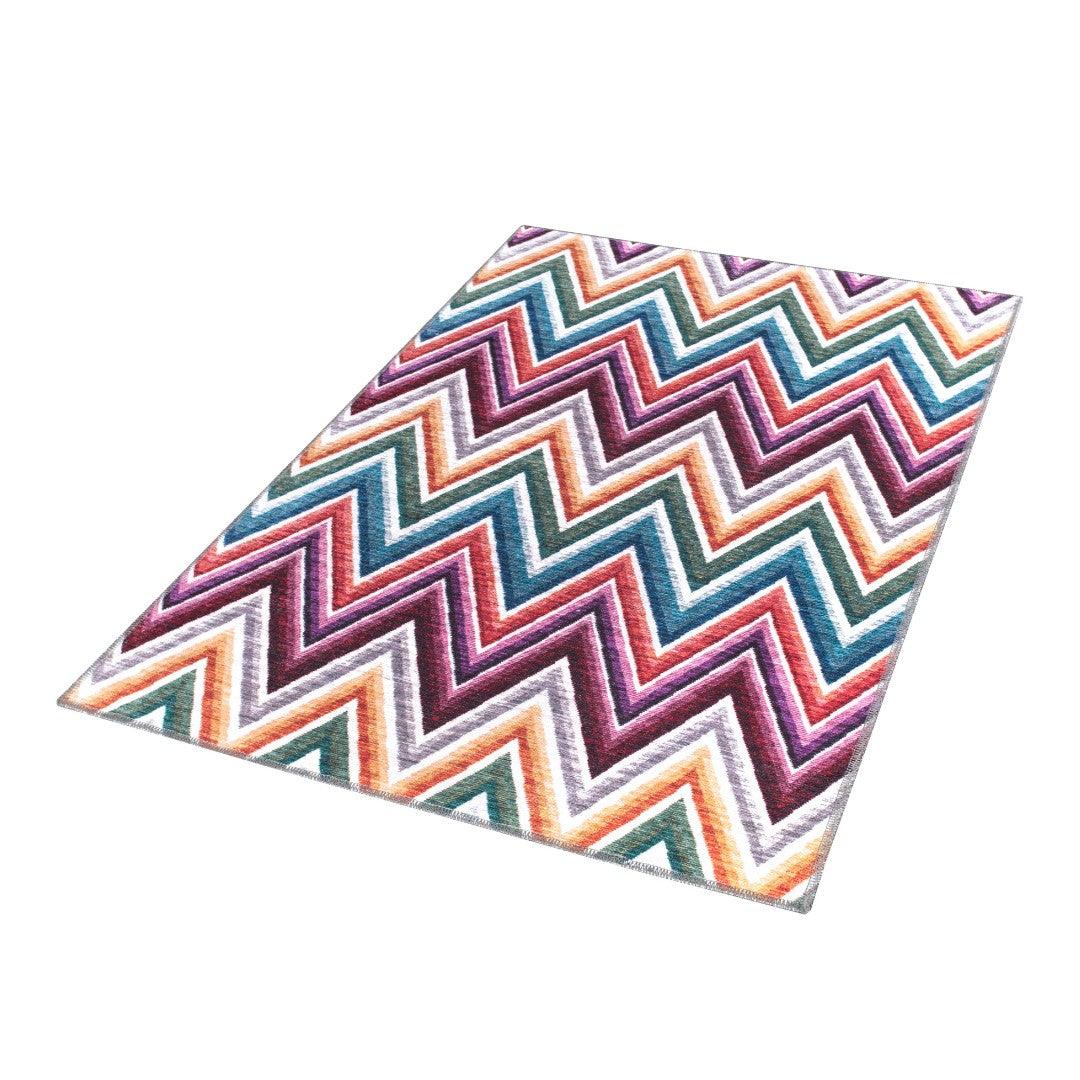 Chevron | Machine Washable Multicolor Rug - Recycled Material, Kid & Pet Friendly - SAP-6NP1011-MUL-3X5-2.1.1 - Arconiz
