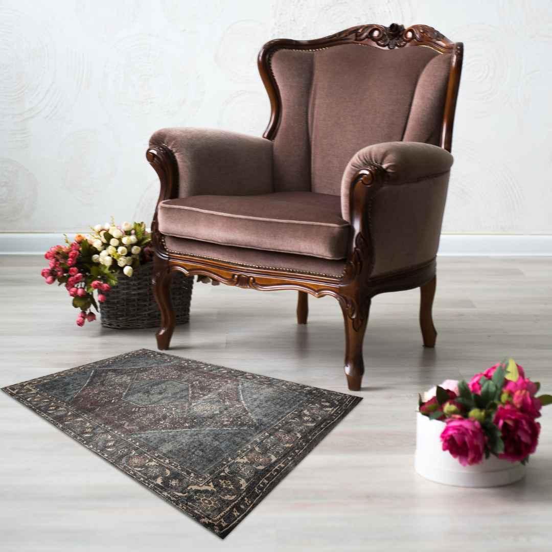 Machine Washable Area Rug, Charcoal - Eco-Friendly Recycled Material - SAP-P1103-MUL-2X3-4.1.1 - Arconiz