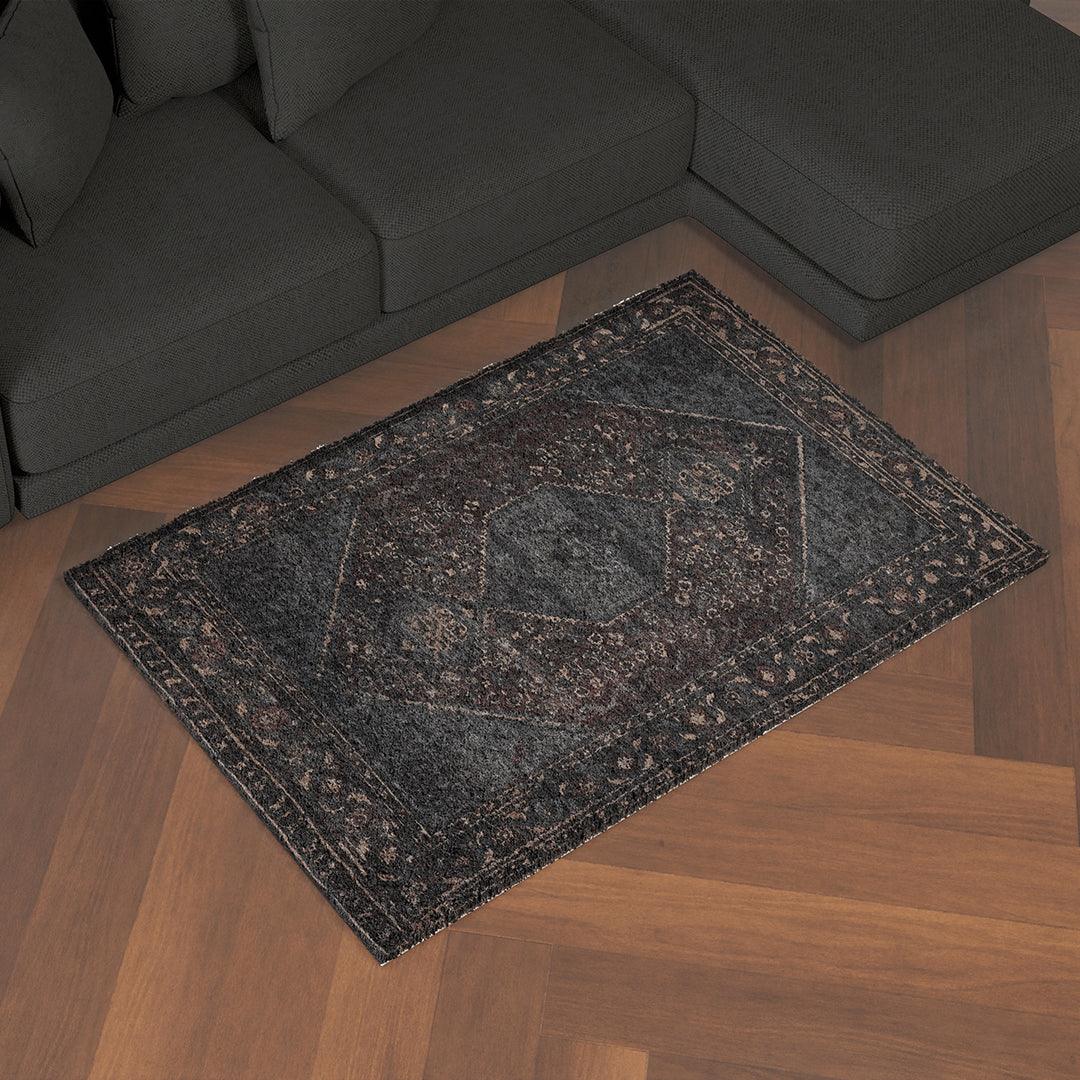 Machine Washable Area Rug, Charcoal - Eco-Friendly Recycled Material - SAP-P1103-MUL-2X3-4.1.1 - Arconiz