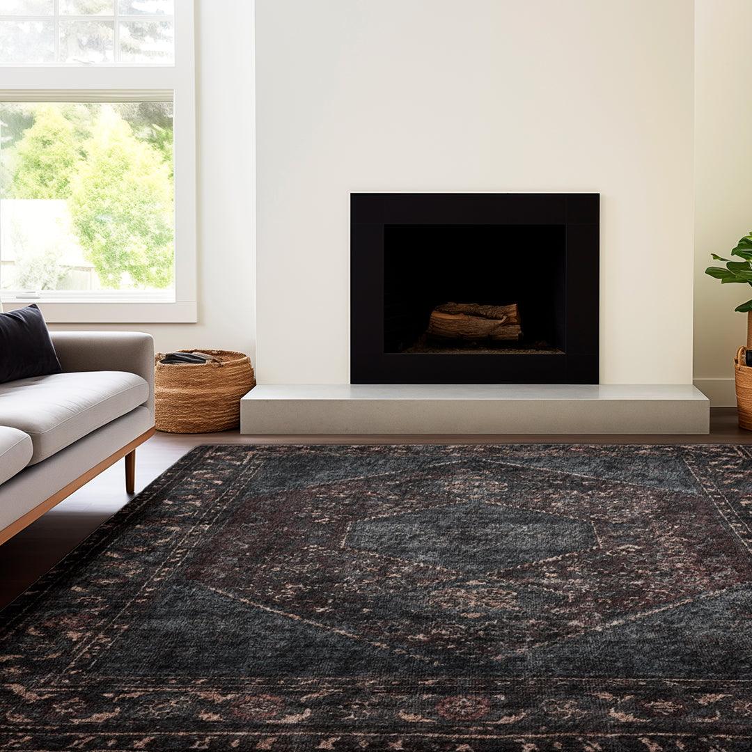 Machine Washable Area Rug, Charcoal - Eco-Friendly Recycled Material - SAP-P1103-MUL-2X3-4.1.1 - Arconiz