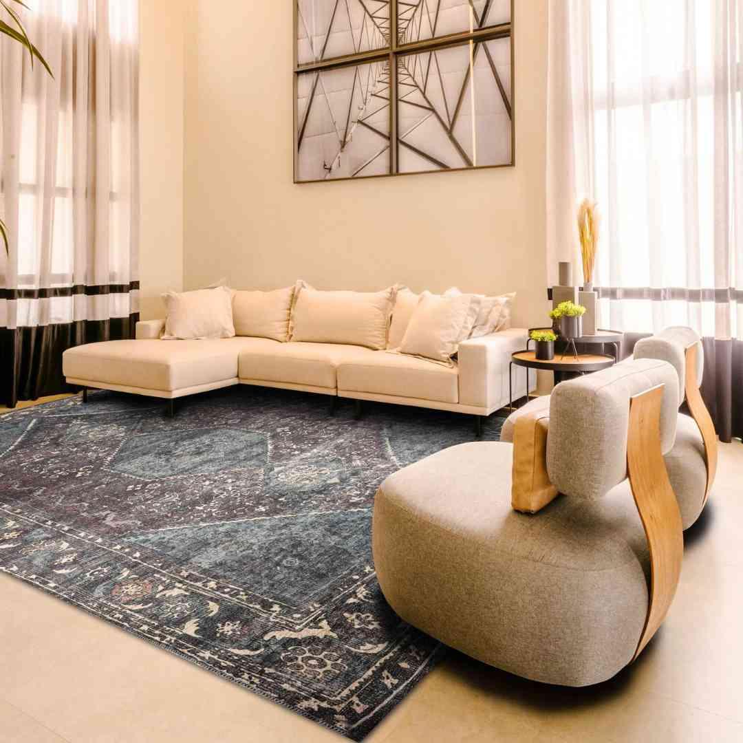 Machine Washable Area Rug, Charcoal - Eco-Friendly Recycled Material - SAP-P1103-MUL-2X3-4.1.1 - Arconiz