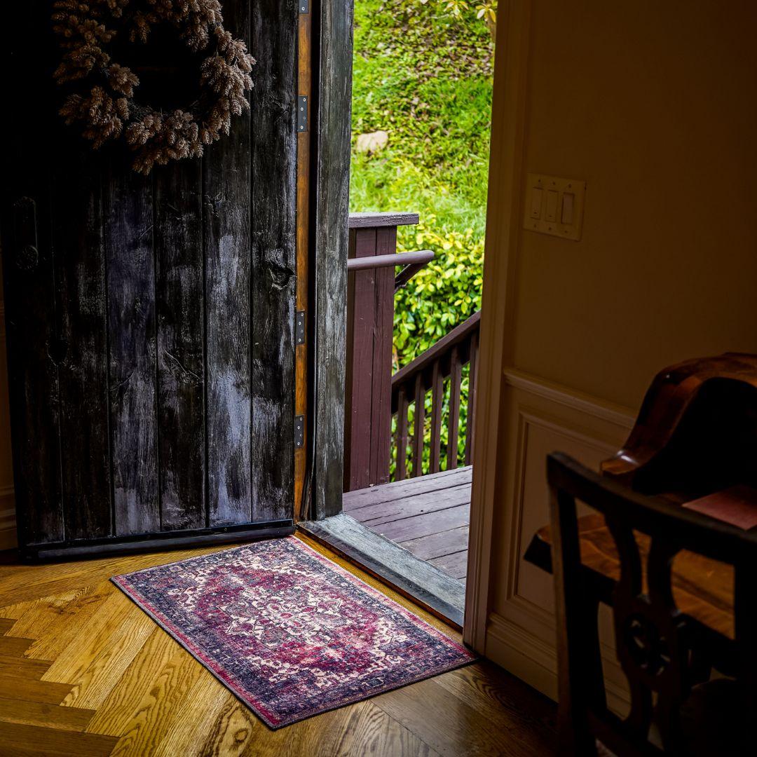 Machine Washable Burgundy Vintage Area Rug - SAP-P1103-MUL-2X3-5.1.1 - Arconiz