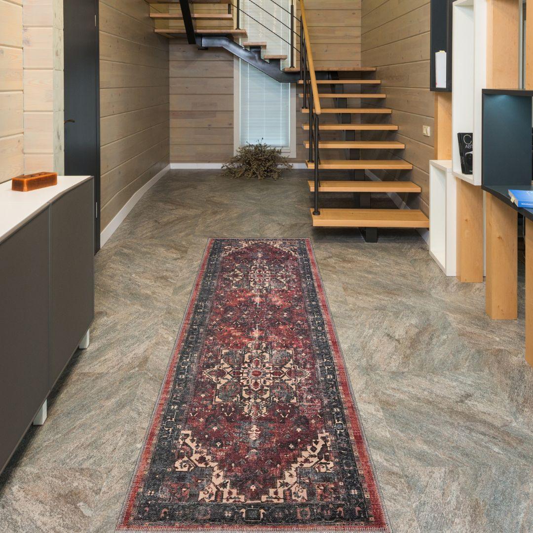 Machine Washable Burgundy Vintage Area Rug - SAP-P1103-MUL-2X3-5.1.1 - Arconiz