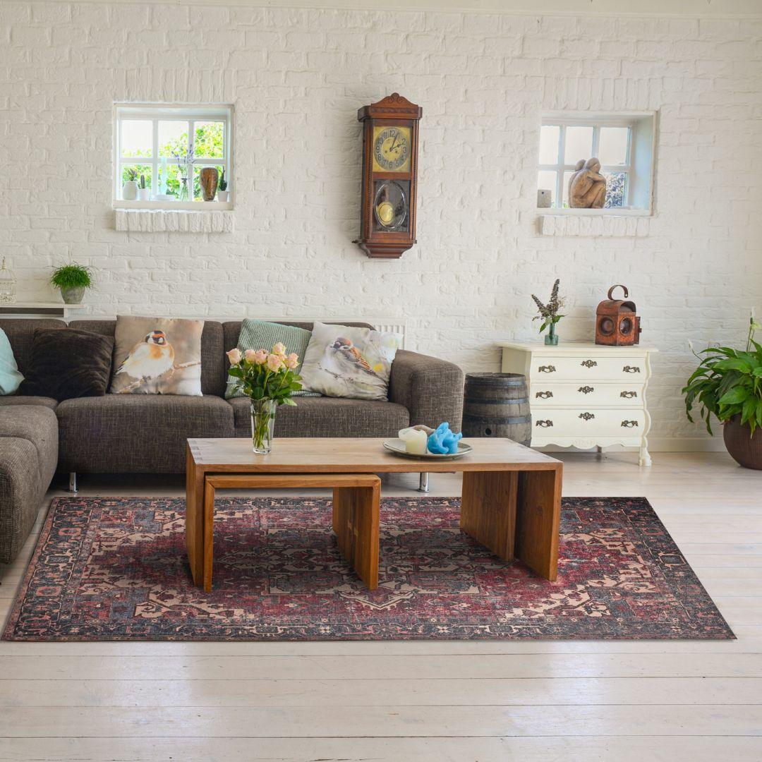 Machine Washable Burgundy Vintage Area Rug - SAP-P1103-MUL-2X3-5.1.1 - Arconiz