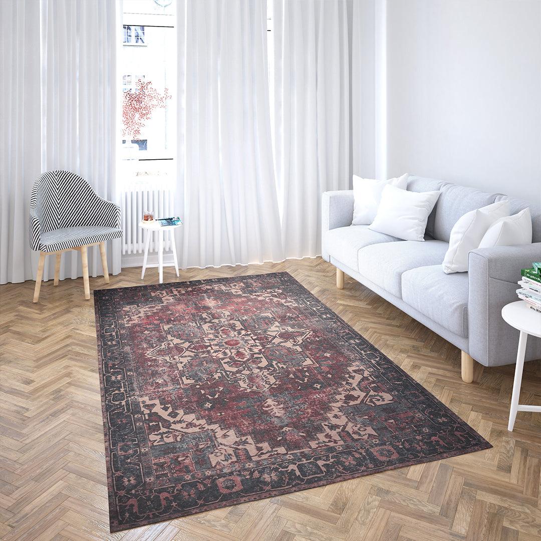 Machine Washable Burgundy Vintage Area Rug - SAP-P1103-MUL-2X3-5.1.1 - Arconiz
