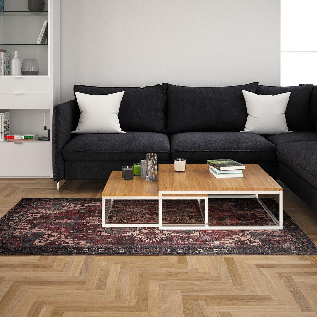 Machine Washable Burgundy Vintage Area Rug - SAP-P1103-MUL-2X3-5.1.1 - Arconiz