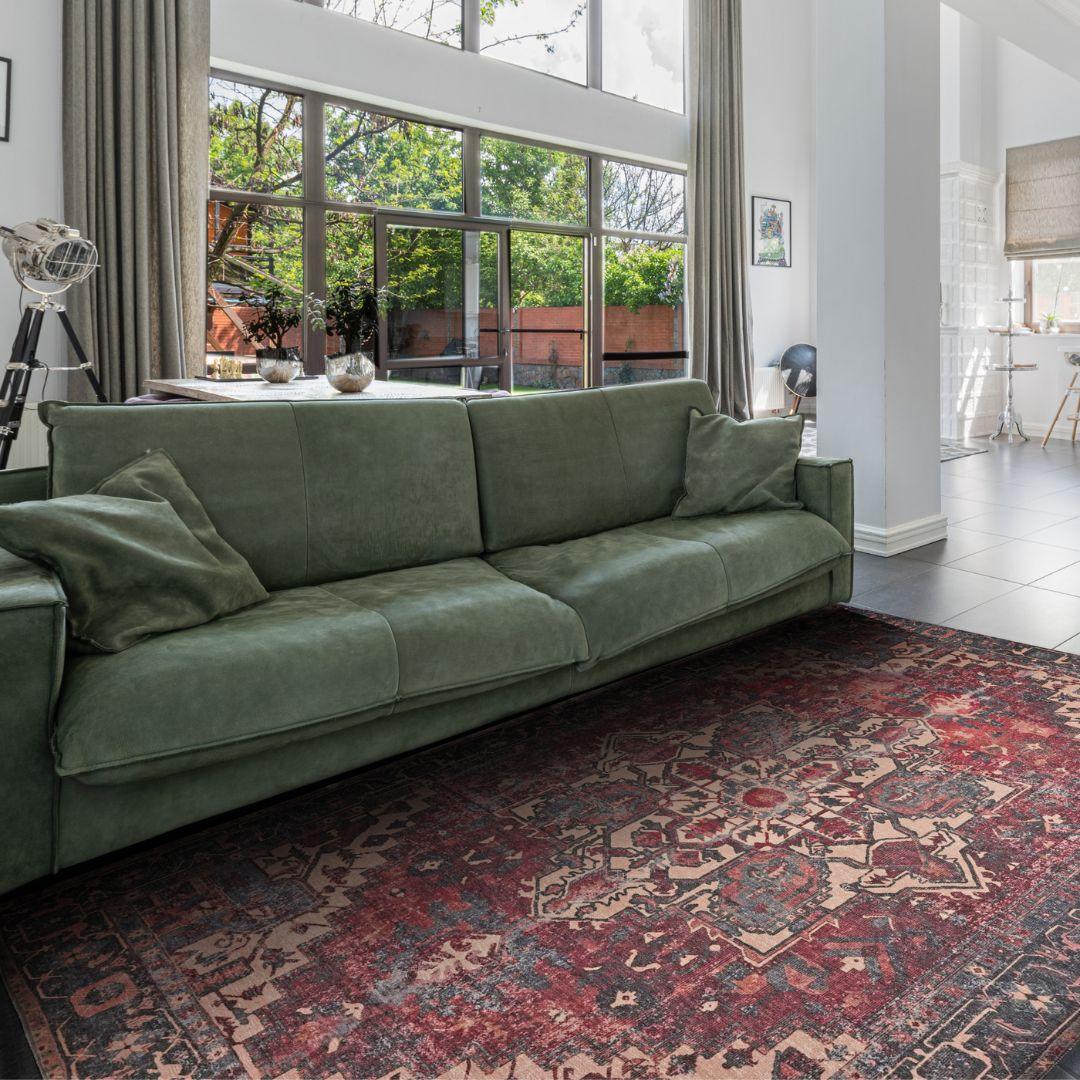 Machine Washable Burgundy Vintage Area Rug - SAP-P1103-MUL-2X3-5.1.1 - Arconiz