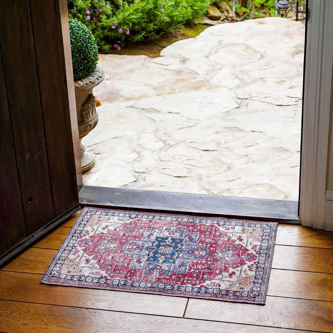 Machine Washable Burgundy Area Rug, Eco-friendly - SAP-P1128-MUL-2X3-5.1.1 - Arconiz