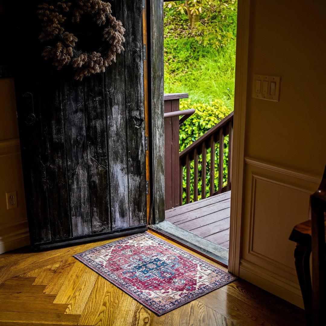 Machine Washable Burgundy Area Rug, Eco-friendly - SAP-P1128-MUL-2X3-5.1.1 - Arconiz