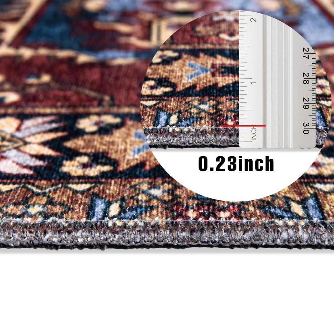 Machine Washable Burgundy Area Rug, Eco-friendly - SAP-P1128-MUL-2X3-5.1.1 - Arconiz