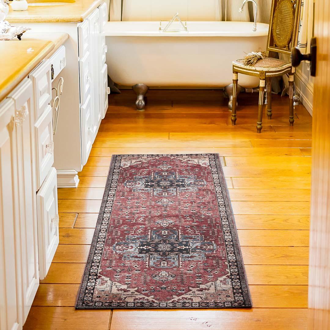 Machine Washable Burgundy Area Rug, Eco-friendly - SAP-P1128-MUL-2X3-5.1.1 - Arconiz