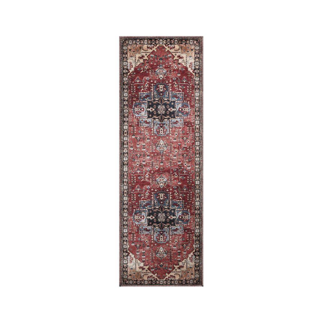 Machine Washable Burgundy Area Rug, Eco-friendly - SAP-P1128-MUL-2X6-5.1.1 - Arconiz