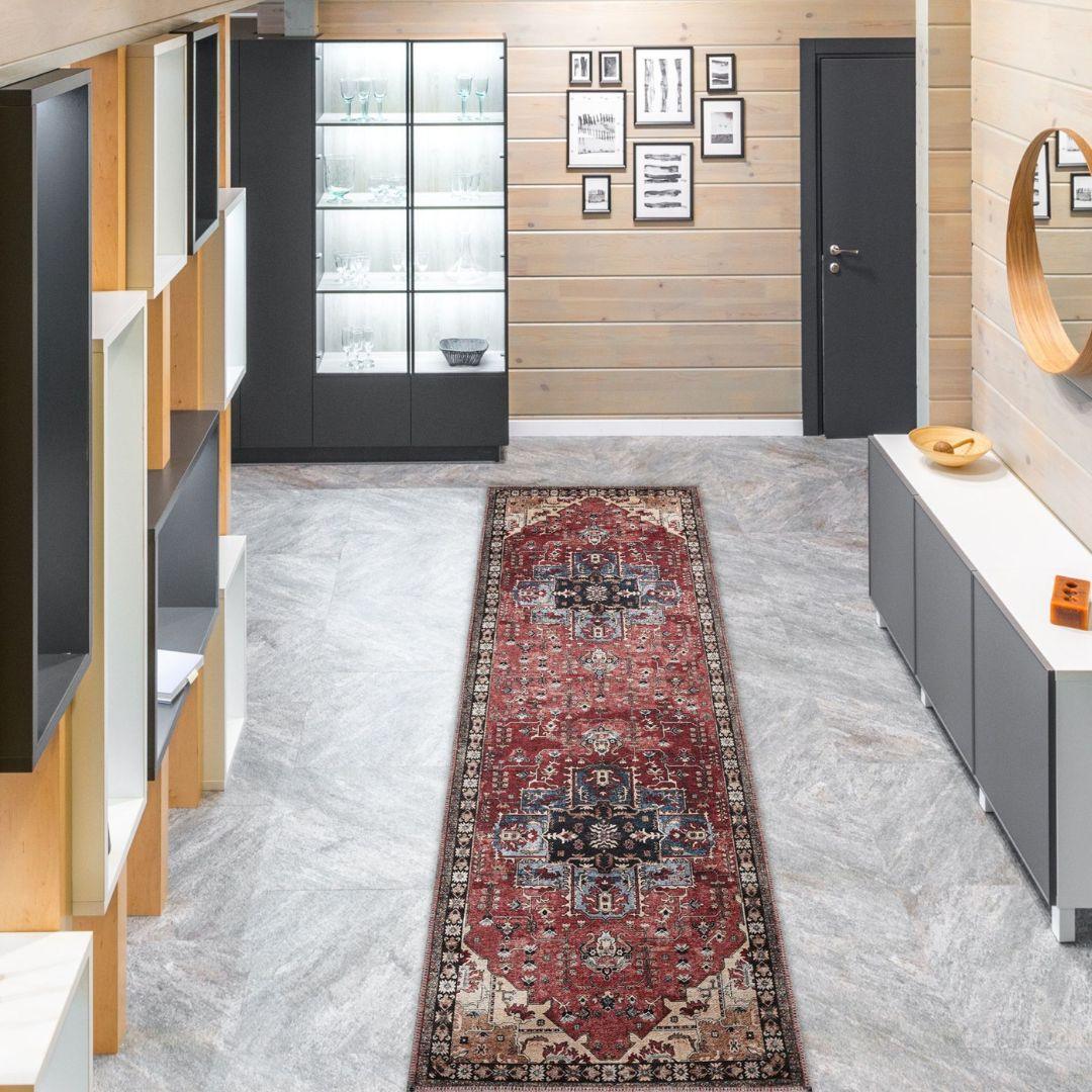 Machine Washable Burgundy Area Rug, Eco-friendly - SAP-P1128-MUL-2X3-5.1.1 - Arconiz