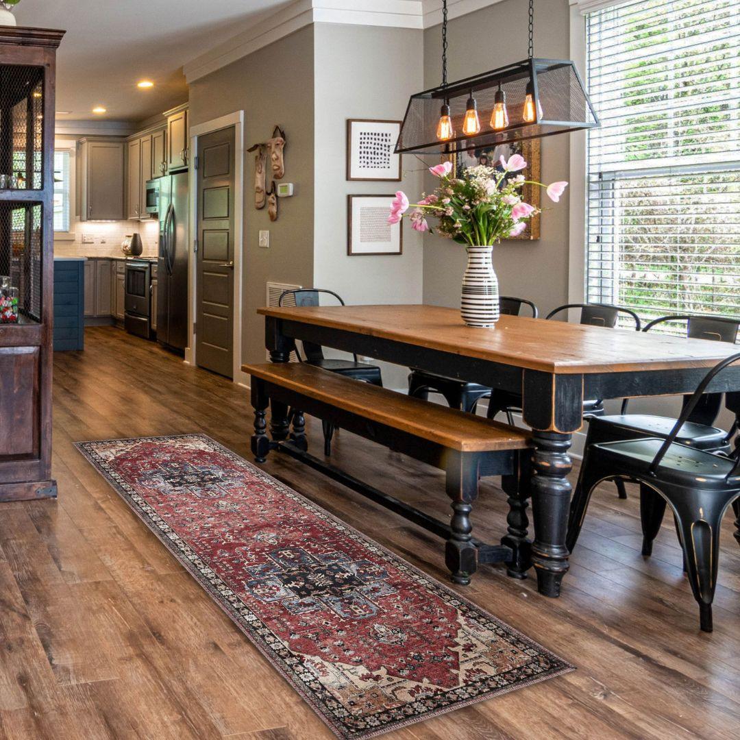 Machine Washable Burgundy Area Rug, Eco-friendly - SAP-P1128-MUL-2X3-5.1.1 - Arconiz