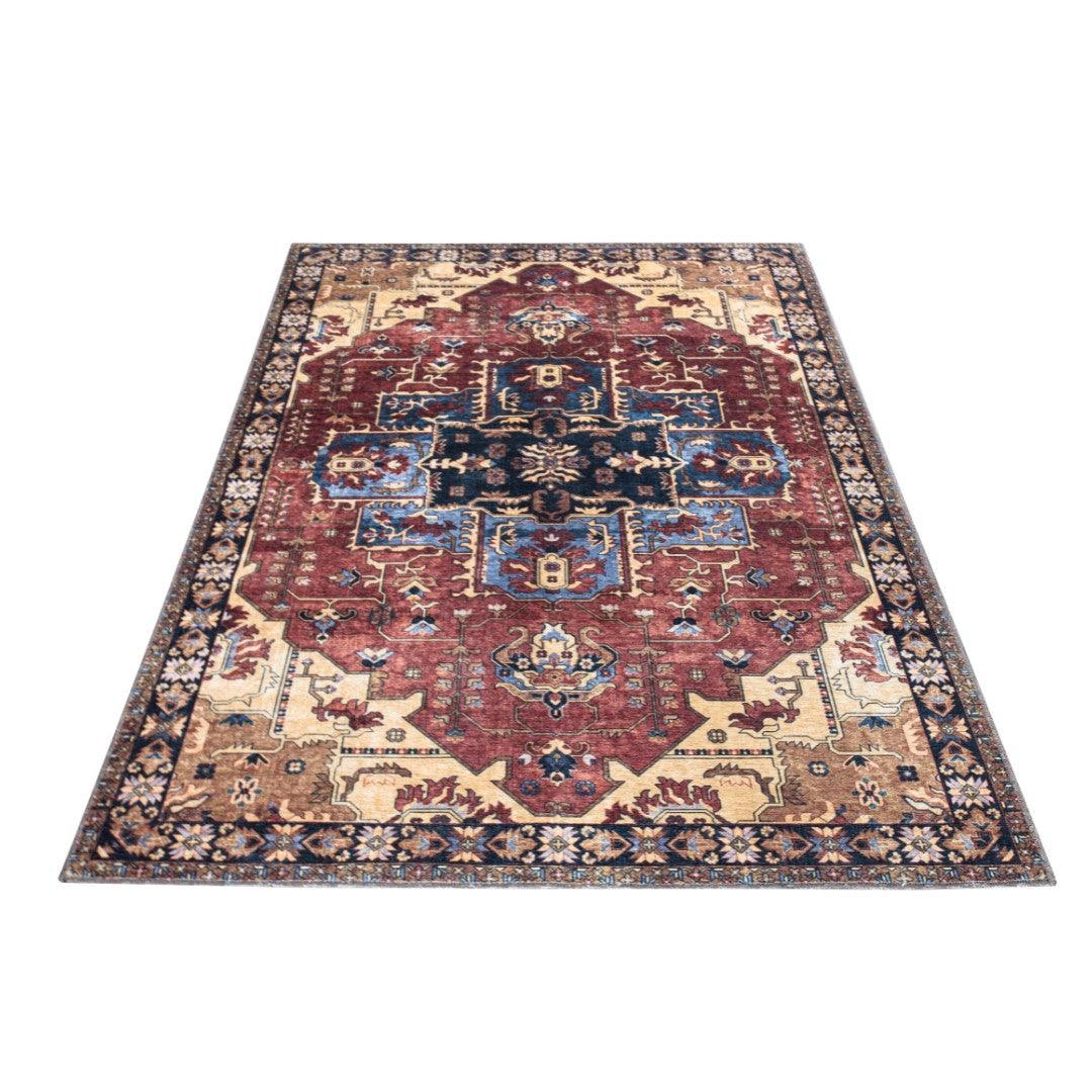 Machine Washable Burgundy Area Rug, Eco-friendly - SAP-P1128-MUL-2X3-5.1.1 - Arconiz