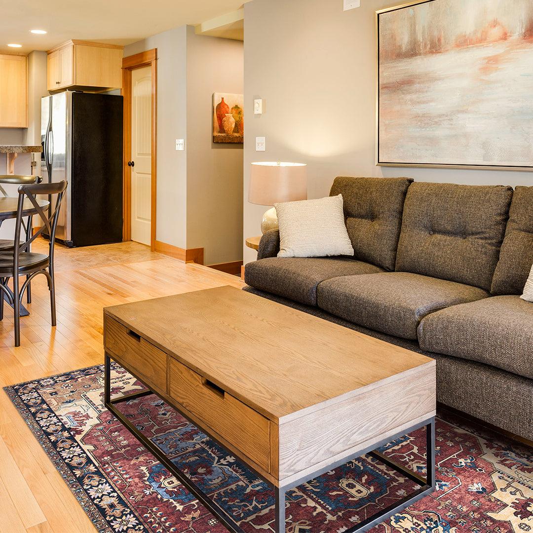 Machine Washable Burgundy Area Rug, Eco-friendly - SAP-P1128-MUL-2X3-5.1.1 - Arconiz